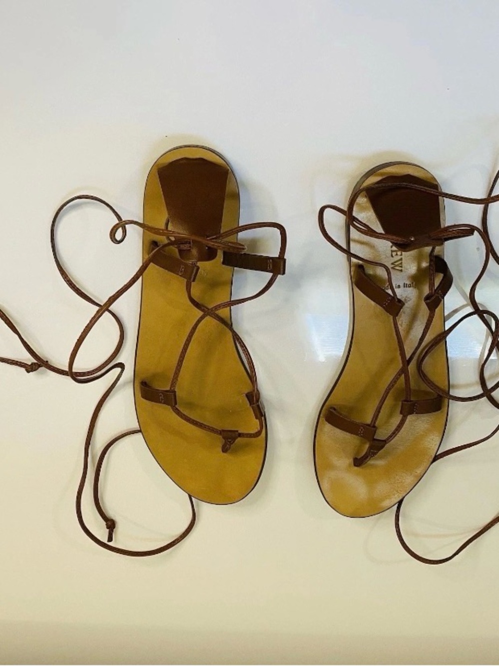 J.CREW Women's Brown Leather Cross Strap Sandals, Size 8